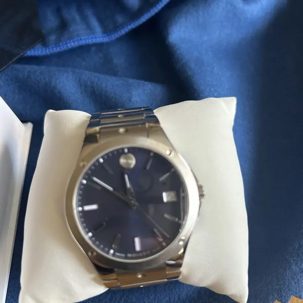 IN BOX! Movado Men’s Bold SE Watch 41mm Stainless Steel Case Blue Dial not worn!